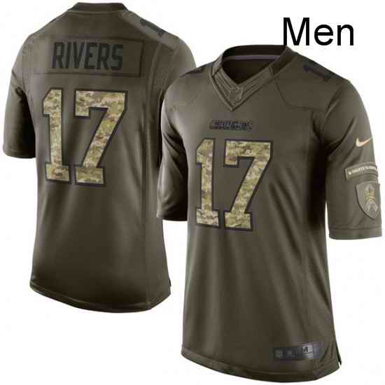 Men Nike Los Angeles Chargers 17 Philip Rivers Limited Green Salute to Service NFL Jersey